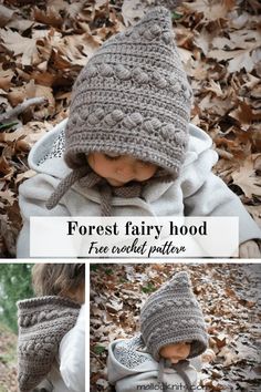 Unique and easy free crochet pixie hat pattern inspired by the magical creatures of the woods. Simple construction and lots of texture and your little one will look cute as a button. Crochet Newborn Pixie Hat, Crochet Pixie Hat Pattern Free Baby, Crochet Fairy Hat Pattern, Crochet Fairy Hat Pattern Free, Fruit Hat Crochet, Superfine Yarn Crochet Patterns, Baby Hat Crochet Pattern Free, Crochet Kids Hat, Kids Crochet Hat