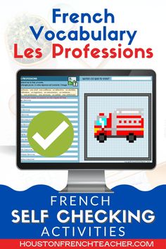 a computer screen with the words french vocabulary les professionss on it