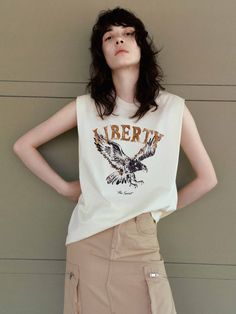 Wide Shoulders, Eagle Print, Sleeveless T Shirt, Sleeveless Tshirt, New Print, Monaco, Everyday Wear, How To Wear, T Shirt