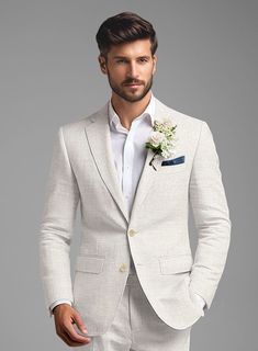 Set an effortlessly sartorial tone in this Tropical Beige Pure Linen Jacket that will add some natty style to your formal looks. Crafted from pure Linen in 40s Lea, the lightweight fabric ensures optimum comfort at all times by making it a great option for warmer days. Whether it's work, a wedding or a formal occasion, Beige Linen Suit, Herringbone Tweed Jacket, Zegna Suit, Harris Tweed Jacket, Everyday Jacket, Suit Ideas, Beige Suits, Smart Casual Wear, Linen Suits