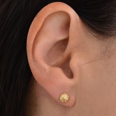 ❖ ONE PAIR! Made of 14k SOLID GOLD (not gold-filled or gold-plated) 14k REAL GOLD filigree style stud earrings. These earrings will look great with any outfit! Minimalist and simple, great for everyday wear yet noticeable, and will upgrade any look. ➤ Pick your favorite type for your one pair of 14k gold studs #: #a - ♦ Foral disc size: wearing surface: 0.19 inches (4.85mm) #b - ♦ Dome size: wearing surface: 0.2 Inch (5.2mm) #c - ♦ Dome size: wearing surface: 0.2 Inch (5.2mm) ➤ Features: ♦Material: Gold 14karat Yellow /Rose Available  also in : SOLID  18k Gold/ 22k Gold  ♦Flower Size: wearing surface: 7.67mm = 0.30 inch approximately. Flower head high: 2.93mm ♦Post length: 0.4 inch (10mm) / 20 gauge (wire thickness). Perfect for a variety of piercing locations: Earlobe / 2nd, 3rd hole earr Gold Cluster Earrings With Diamond Cut In 14k Gold, Gold Diamond Cut Cluster Earrings In 14k Gold, Yellow Gold Pierced Cluster Earrings For Anniversary, Gold Hallmarked Round Cluster Earrings, 14k Yellow Gold Cluster Earrings Gift, Yellow Gold Cluster Earrings For Gifting, Yellow Gold Round Cluster Earrings For Gift, Round Yellow Gold Cluster Earrings As Gift, Yellow Gold Round Cluster Earrings As Gift