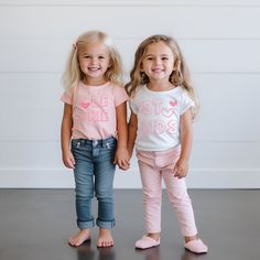 Dress your little one in adorable sweetness with Best Friends Tee.  Crafted with care and designed for comfort, this charming shirt is perfect for spreading love and joy and can be worn for Valentines Day and all year round!  Let your Best Friends shine in these adorable tees! These t-shirts are mostly Gildan, Bella, Rabbit Skins. Best Friends Shirts, Friends Shirts, Valentine Shirts, Mommy And Me Shirts, Bff Shirts, Friends Tee, Sibling Shirts, Mommy And Me Shirt, Best Friend Shirts