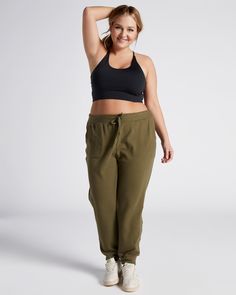 These cozy joggers are just the thing for your routine! Slim in fit and destined to match everything in your closet. Made in the USA with breathable cotton and modal. | Plus Size Crescent Jogger for Women by Interval from Wantable Dreamy Dress, Joggers Womens, Find Your Style, The Thing, Sweater Jacket, Made In The Usa, Crescent, Jacket Dress, Olive Green