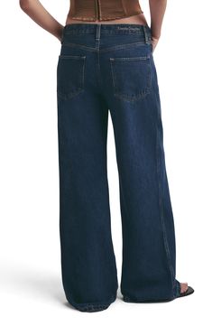 Keep it kicked back in roomy, wide-legged jeans done in a dark rinse and cut with a comfy high waist. 32" inseam; 24" leg opening; 10 3/4" front rise; 15 1/2" back rise (size 29) Zip fly with button closure Five-pocket style 76% cotton, 24% lyocell Machine wash, tumble dry Imported Wide Legged Jeans, High Waist Wide Leg Jeans, Favorite Daughter, Wide Leg Jeans, Leg Jeans, Top Brands, High Waist, Wide Leg, Nordstrom