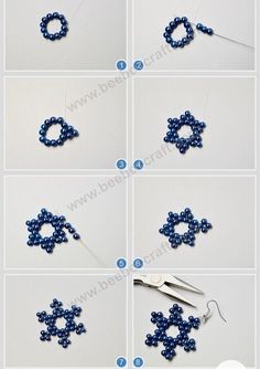 instructions to make beaded snowflakes with beads