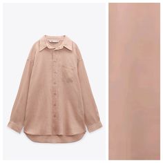 Nwt. Zara Beige Oversized Ramie Shirt With Pocket, Lapel Collar, Long Sleeves With Cuffs, Asymmetric Hem, Front Button Closure. Size L. Ref. 2731/080. Pit To Pit 23,5" Flat, Shoulders 22", Sleeves 22", Length 31,5-35". 1007 Oversized Long Sleeve Pink Blouse, Pink Oversized Long Sleeve Shirt, Oversized Pink Shirt For Fall, Oversized Casual Pink Blouse, Oversized Pink Casual Blouse, Casual Oversized Pink Blouse, Casual Pink Blouse With Shirttail Hem, Trendy Oversized Beige Blouse, Oversized Pink Collared Blouse