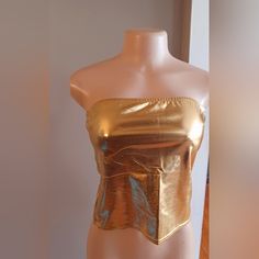 Gold Mettalic Tube Top New Xl New Never Worn Great Stretch Goes With Anything #Goldtop #Goldmetallic #Tubetop #Ravetop #Discotop Glamorous Metallic Club Tops, Glamorous Metallic Tops For Club, Metallic Shiny Fitted Tops, Fitted Metallic Shiny Tops, Shiny Gold Top For Night Out, Shiny Gold Tops For Night Out, Shiny Gold Party Tops, Gold Tops For Club Summer Wear, Summer Gold Tops For Club