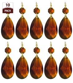 10 pairs of brown tear drop earrings