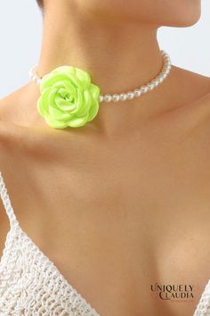 Introducing our Rose Bud Pearl Choker – the perfect accessory to add a touch of glamour to any outfit! This exquisite Rose Bud Pearl Choker features a goldtone 3-inch extender, lobster clasp closure, and a delicately satin-finish rosette. Whether you're accessorizing for a special occasion or enhancing your daily ensemble, this one-of-a-kind piece is sure to make a timeless statement. Pearl Fabric, Rose Bud, Pearl Choker, Beaded Choker, Front Design, Rose Buds, Pearl Beads, Flower Decorations, Chain Link