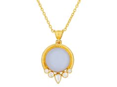 GURHAN, GURHAN Muse Gold Chalcedony Pendant Necklace, 17mm Round Set in Wide Frame Gold Cabochon 14k Gold Necklace, Unique Yellow Gold Necklace With Cabochon, Yellow Gold Round Cabochon Necklace, Gold Hallmarked Oval Cabochon Necklaces, Luxury Gold Cabochon Necklace, Elegant Yellow Gold Chalcedony Necklaces, Yellow Gold Chalcedony Gemstone Necklace, The Muse, Gold Pendant Necklace