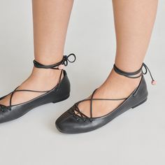 From our For Love & Lemons collab, BEATE is everything we love in a ballet flat—timeless, understated, versatile—and more. Topping her classic silhouette is a lace-up design for maximum feminine impact. Leather Upper Synthetic Outsole Synthetic Lining Leather Sock Imported Black Everyday Ballet Flats, Everyday Black Ballet Flats, Everyday Black Leather Ballet Flats, Elegant Black Ballet Flats For Everyday Wear, Elegant Black Ballet Flats For Everyday, Ballet Flats Black, Leather Socks, Black Ballet Flats, For Love & Lemons