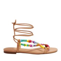 The Halie Bead Sandal | Katy Perry Collections Ankle Strap Lace-up Sandals For Beach Vacation, Adjustable Strappy Barefoot Sandals For Vacation, Strappy Barefoot Sandals For Beach In Summer, Spring Vacation Beaded Sandals, Spring Beach Lace-up Sandals With Braided Straps, Beach Lace-up Sandals With Braided Straps, Multicolor Sandals For Poolside Spring, Ankle Strap Lace-up Sandals For Beach Season, Beach Season Ankle Strap Lace-up Sandals