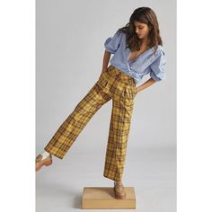 Nwt Anthropologie S Plaid Wide Leg Pants Yellow. No Flaws To Note. *Appear To Have Been Possibly Hemmed (See Measurement). Waist: 13.5” Front Rise: 12” Inseam: 30.75” “Style This Preppy Pair With Loafers And A Buttondown For A Chic And Stylish Look. Polyester, Spandex Side Slant Pockets Front Zip Machine Wash Imported” Tags: Contemporary, Fall, Casual Eclectic Clothing Style, Plaid Pants Outfit, Funky Pants, Anthropologie Clothing, Wide Leg Pants Outfit, Anthropologie Style, Yellow Plaid, Plaid Pants, 50 Fashion