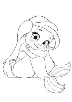 ariel from the little mermaid coloring page with her tail curled up and eyes wide open