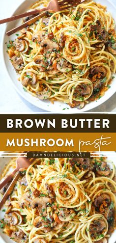 BROWN BUTTER MUSHROOM PASTA Butter Mushroom Pasta, Best Pasta Recipes, Salad Pasta, Pasta Dinners, Fettuccine Alfredo, Mushroom Pasta, Easy Pasta Recipes, Minestrone