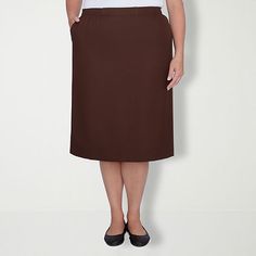 Slip into our suit skirt for a polished and professional look.Front Style: Flat FrontClosure Type: Elastic BackPockets: 2 Side Slip PocketsRise: At WaistApparel Length: 27.5 InchesFiber Content: 100% PolyesterFabric Description: WovenLining: UnlinedSkirt Length: Knee LengthCare: Machine WashSkirt Type: Pencil SkirtsCountry of Origin: Imported Solid Color Pencil Skirt With Pockets For Office, Solid Pencil Skirt With Pockets For Office, Office Pencil Skirt With Pockets, Pencil Skirt With Pockets For The Office, Relaxed Fit Solid Pencil Skirt For Formal Occasions, Office Wear Solid Skort With Lined Skirt, Office Skirt With Pockets, Formal Brown Lined Skirt, Brown Lined Skirt For Formal Occasions