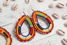 Maasai beaded earrings. Beautifully handmade my Kenyan artisans. Maasai, Beaded Earrings, Crochet Earrings, Beads, Crochet, 10 Things, Beauty, Bead Earrings