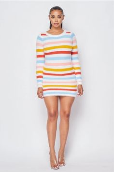 Dee Dee Stripe Fuzzy Knit Dress. #fashion #fashions #fashionforwomen #fashionideas #womenfashion #fashionlover #style #outfit #fashionblogger #dress #dresses #stylish #apparel #apparels #tshirt #hoodie #hoodies #sweater #jogger #jumpsuit #skirt #athleisure #shapewear #shorts #bra #leggings #romper #gift #gifts #giftforwomen Jogger Jumpsuit, Shapewear Shorts, Jumpsuit Skirt, Dee Dee, Long Sleeve Knit Dress, Online Fashion Boutique, Casual Summer Outfits, Night Outfits, Dress Fashion