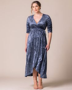 Our Cara Velvet High Low Wrap Dress exudes luxury with its rich, crushed velvet fabric and vintage-inspired ruching at the neckline and sleeves. The hi-low hemline adds movement, showing just a hint of skin for a chic touch. Perfect for the best dressed wedding guest, or when the invite calls for holiday, formal, or semi-formal attire. This elegant plus size special occassion maxi dress is designed exclusively for curvy figures. Best Dressed Wedding Guest, Plus Size Wedding Guest Dress, Sophisticated Cocktail Dress, Jumpsuit And Cardigan, Plus Size Velvet, Plus Size Wedding Guest Dresses, Semi Formal Attire, Crushed Velvet Fabric, Elegant Plus Size