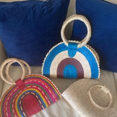 Handmade In Mexico, Never Been Used, Beautiful Accessory- Add A Pop Of Color Pop Of Color, Mini Bags, Blue Bags, Natural Color, Mini Bag, Straw Bag, Color Pop, Straw, Color Blue