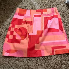 Never Worn. Can Fit Small. Tag Cut Colorful Skirt, Colorful Skirts, Verge Girl, Princess Polly, Orange Pink, Pink Orange, Color Orange, Pink Girl, Pink And Orange