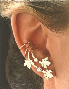 Ear wrap Leaf Ear Cuffs, Maple Leaves, Cuff Earrings, Accessories Jewelry, Birthstone Jewelry, Earings Piercings