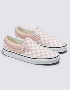 VANS Checkerboard Classic Womens Slip-On Shoes - ROSE | Tillys Cute Vans Shoes Slip Ons, Pink Slip On Vans, Pink Slip-on Vans Sneakers, Vans Shoes Checkerboard, Vans Checkerboard Slip On, Vans Checkerboard, Alt Clothing, Women's Slip On Shoes, Slip On Shoes