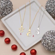 "★ WELCOME TO SWANJEWELRYUS ★ 925 Sterling Silver Snowman Necklace, 14K Gold Plated Christmas Necklace ★ SwanJewelryUS Best Quality Jewelry are perfect gift for your loved ones or just for yourself! ★ Item Details ★ ★Handmade item Materials: 925K Sterling Silver, 14K Gold Plated ★ Finish: Silver, Gold ★ Chain style: Cable ★ Adjustable length ★ Style: Minimalist ★ Ecological product ★ Style 1: Height X Width: 23mm X 15mm  ★ Style 2: Height X Width: 20mm X 18mm   ★ Chain Lengths: \"12+2 inch - 30+5 cm, \"14+2 inch - 35+5 cm, \"16 inch - 40 cm, \"18+2 inch - 45+5 cm, \"20+2 inch - 50+5 cm, \"22+2 inches - 55+5 cm ★ (+2 inches extender for each product to help if you want to adjust the product) ★ Wear it daily or for a night out, either way your SwanJewelryUS will complete your style. ★ How To Christmas Sterling Silver Jewelry, Personalized Christmas Jewelry For Holidays, White Round Christmas Necklaces, Personalized Christmas Holiday Jewelry, Sterling Silver Necklaces For Christmas, Holiday Sterling Silver Necklace, Round Christmas Necklace As Gift, Sterling Silver Round Necklace For Christmas, Christmas Gift Necklace