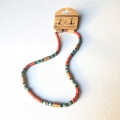 New With Tags Vintage 90's Colorful Choker Necklace. I Think They Are Wooden Beads? Casual Wooden Beads For Festival, Casual Wooden Beaded Necklaces, Casual Large Beads Necklace For Festival, Casual Large Beaded Necklace For Festivals, Casual Brown Beaded Necklace For The Beach, Casual Brown Beaded Necklace For Beach, Casual Brown Beaded Necklaces With Colorful Beads, Adjustable Brown Heishi Beads Necklace, Casual Beaded Necklaces With Tiny Beads For Everyday