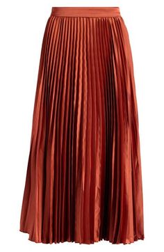 Flowy pleats add visual intrigue to a versatile skirt fashioned in a midi length for timeless appeal. 32" length (size Medium) Lined 95% polyester, 5% elastane Dry clean Imported Bridesmaid Dresses Ideas, Skater Outfits, Sequence Work, Astr The Label, Dresses Ideas, Flowy Skirt, Pleated Midi Skirt, Free Fabric, Skirt Outfits