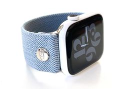 Elastic Apple Watch band - stretchy, comfortable and light! These are hand made and made to order by me in Northern California U.S. NEW Exclusive European Fabrics - Soft and durable! Light Blue Denim - perfect for a summer band Clean simple lines Hardware Free Stretch Elastic - this material is a little more structured and holds its shape beautifully and will not stretch out. Incredibly light and comfortable. Signature rivets will compliment your adapters. I'm proud of this simple design because Puffy Heart, Summer Blue, Fabric Tape, Light Blue Denim, Apple Watch Band, Simple Lines, Blue Jean, Northern California, Etsy Baby