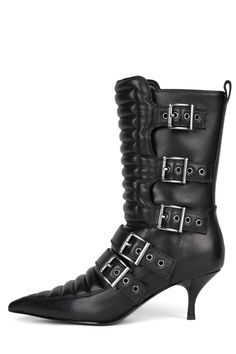 WHEELIE DV Black 6 Boot Fits, Chic Leather, Fat Face, Black 7, Vuitton Bag, Mid Calf Boots, Kitten Heel, Jeffrey Campbell, Leather Fabric