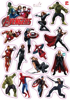 the avengers stickers are all different sizes and colors