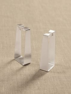 Rectangular Wide Hoop Earrings | Aureus + Argent | Banana Republic Architectural Earrings, Wearable Architecture, Matte Satin, Women's Jewelry And Accessories, Hammered Silver, Buying Jewelry, Silver Hoop Earrings, Satin Finish, Jewelry Pieces