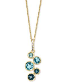 Stunning London Blue Topaz stones is fall gracefully in an ombre-inspired design in this striking pendant necklace from Lali Jewels. London Blue Topaz Necklace, Jewelry Necklace Simple, Blue Topaz Pendant Necklace, Diamond Pendant Jewelry, Diamond Pendants Designs, Unique Pendant Necklace, Blue Topaz Necklace, Blue Topaz Pendant, Topaz Jewelry