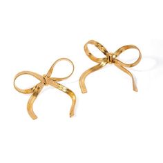 Ellie Bow Earrings Bow Earrings, Steel Water, 18k Gold, Gold Plate, Plating, Stainless Steel, Water, Gold