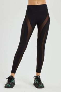 Understated is overrated. Turn heads in these meshpaneled leggings that are more than just for show - Year of Ours Best Leggings, Black Media, Jersey Fabric, Black Leggings, Moisture Wicking, High Waist, Matter, High Waisted, Leggings