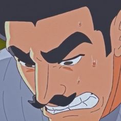 an animated image of a man with a mustache and moustache on his face