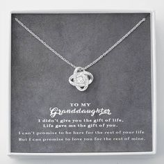 To My Granddaughter - Love Knot Necklace – Elephantsity Valentine's Day Gift Diamond White Necklace, Valentine's Day Diamond White Necklace Gift, Personalized Cubic Zirconia Necklace For Mom, Diamond White Necklace For Valentine's Day Gift, Diamond Jewelry For Anniversary And Mother's Day, Elegant Necklace For Anniversary Gift, Elegant Diamond Jewelry As Gift For Mom, Cubic Zirconia Jewelry For Mother's Day Anniversary Gift, Cubic Zirconia Jewelry Gift For Mom