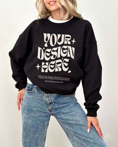 Black Graphic Design Hoodie With Crew Neck, Black Graphic Hoodie With Crew Neck, Black Crew Neck Hoodie With Graphic Design, Black Graphic Print Sweater For College, Black Graphic Sweatshirt For Fall, Black Sporty Sweatshirt With Branding, Black Crew Neck Sweater For College, Black Relaxed Fit Hoodie With Crew Neck, Sporty Black Graphic Design Sweatshirt