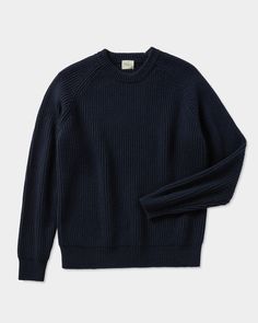 Dark Blue Crewneck, Dark Blue Sweater, Blue Crewneck, Blue Sweater, Crewneck Sweater, Blue Sweaters, Full Grain Leather, Crew Neck Sweater, Merino Wool