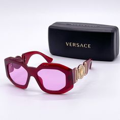 New Versace Mod 4424u 388/5 56-18-145 Model: Ve4424u 388/5 56-18-145 Condition: New Gender: Unisex Age Group: Adult Color: 388/5 Frame Color: Red Frame Material: Acetate Lens Color: Red Lens Socket: 56 Mm Bridge Width: 18 Mm Temple Length: 145 Mm Made In Italy Item Includes: - Authentic Sunglasses - Certificate Of Authentic - Authentic Case, Box - Cleaning Cloth We Guarantee That All Our Items Are 100% Authentic And Brand New. Luxury Red Sunglasses With Gradient Lenses, Luxury Red Polarized Sunglasses, Designer Red Tinted Sunglasses, Luxury Red Tinted Sunglasses, Luxury Red Square Frame Sunglasses, Red Square Frame Sunglasses With Uv Protection, Red Party Sunglasses With Uva Protection, Red Sunglasses With Mirrored Lenses, Red Square Frame Sunglasses With Tinted Lenses