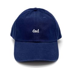 "Introducing our Customisable Dad Cap - the perfect gift for Father's Day or any occasion to celebrate the amazing dads in our lives! This cap features the word \"dad\" embroidered on the front in lowercase, but don't worry, it's completely customisable to suit your preferences. Customisation Options: Spelling: If you prefer a different spelling (or name) such as \"pops\" \"grandpa\" or \"daddy,\" just let us know in the personalisation box during checkout. Lettering: If you prefer uppercase lettering or just a capital \"D,\" we can make that adjustment for you - again let us know in the personalisation box. Choose from a range of stylish cap colours, including navy, beige, pale blue, mint green, or black. With such a variety, you're sure to find the perfect match for your dad's style. To Classic Adjustable Dad Hat With Letter Print, Classic Dad Hat With Letter Print And Curved Visor, One Size Fits Most Dad Hat For Father's Day, Father's Day Dad Hat With Letter Print, Customizable Casual Dad Hat With Curved Bill, Adjustable Dad Hat With Letter Print For Everyday, Father's Day Hats With Letter Print, Adjustable Dad Hat Baseball Cap For Father's Day, Everyday Adjustable Dad Hat With Letter Print