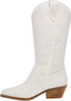 Western Boots With Rhinestones For Spring, White Western Party Boots, White Rhinestone Boots For Spring, White Boots For Summer Western-themed Events, White Boots For Western-themed Summer Events, White Western Style Summer Boots, White Rhinestone Boots For Fall, White Boots For Summer Rodeo, White Rhinestone Boots With Round Toe