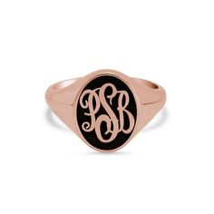 Our enamel signet ring features three script initials of your choice with enamel inlay in an oval shape. You can choose from black enamel, red enamel or blue enamel. Please enter your initials in the exact order in which you want them to appear from left to right. The signet ring features an open gallery design and measures 13 x 10.5mm. Script Initial, Open Gallery, Gallery Design, Black Enamel, Signet Ring, Quality Jewelry, Oval Shape, Types Of Metal, Initials