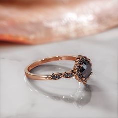 a close up of a ring on a table