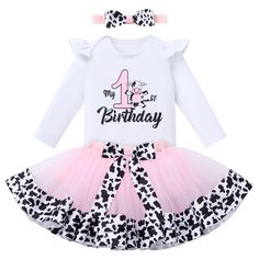 PRICES MAY VARY. ✤✤【Farm Cow Animals Themed 1st Birthday Outfit for Baby Girl】Baby girls my 1st birthday cake smash outfit. 3PCS set with Long Sleeve Romper + Tutu Skirt + Headband. 8 cute patterns to choose, baby girls farm animals cow 1st 2nd birthday outfit, baby girls polka dot Ladybug dress up costume, baby girls sunflower birthday baby shower outfit, baby girls princess fairy butterfly wings birthday outfit, baby girls ballerina print birthday outfit, baby girls bumble bee Costume. ✤✤【Cute Fun White Sets For Birthday, Fun White Birthday Sets, Fun White Birthday Set, Fun White Birthday Party Sets, Sweet White Sets For Birthday, White Princess Sets For First Birthday, White Princess Style First Birthday Set, Princess Style White Sets For First Birthday, White Ruffled Birthday Set