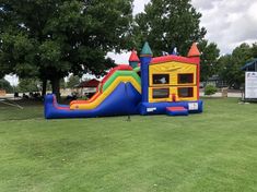 a bouncy castle in the middle of a park