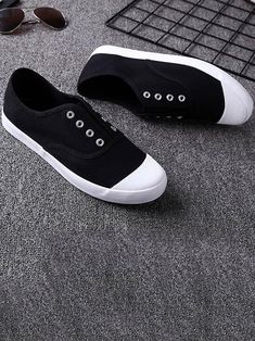 Sku CY-!19385 Material Canvas Style Flat with Feature Slip-on Occasion Going out , Casual Heels Height Flat (≤1cm) Seasons Spring , Summer , Autumn Type Flats Color BLACK,WHITE,GRAY Size 39,40,41,42,43 New Size chart: Please consult the size chart we provide for this item's measurements to help you decide which size to buy. Trendy Black Closed Toe Sneakers, Black Flat Slip-on Sneakers For Streetwear, Black Slip-on Casual Canvas Shoes, Black Casual Slip-on Canvas Shoes, Casual Black Slip-on Canvas Shoes, Black Canvas Shoes With Vulcanized Flat Heel, Black Canvas Shoes With Vulcanized Sole, Black Casual Non-slip Slip-on Sneakers, Black Canvas Shoes With Rubber Sole And Flat Heel