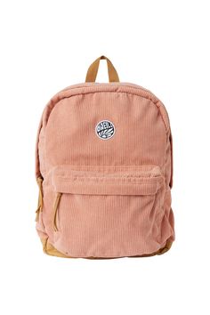 O'Neill Women's corduroy backpack 16.5"H x 13"W x 5"D Faux suede logo patch on front Interior laptop compartment Front zip pocket Adjustable shoulder straps 95% Polyester, 5% Nylon 8 Wale Corduroy | O'Neill Women's Shoreline Corduroy Backpack in Canyon Sunset, Nylon/Polyester/Suede North Face Backpack School, Backpacks For Middle School, Cute Backpacks For School, Corduroy Backpack, Preppy Backpack, Beach Backpack, Summer Backpacking, Stylish School Bags, Aesthetic Backpack